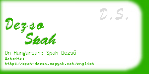 dezso spah business card